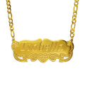 Shangjie OEM personalizado Nome de dois tons de colar de colar de colar de colar cubano colar de ouro pingente